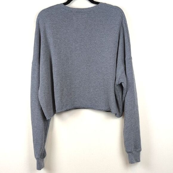 Wild Tribute Boho Wolf Gray Crop Crew Sweatshirt Size XL - Picture 9 of 10